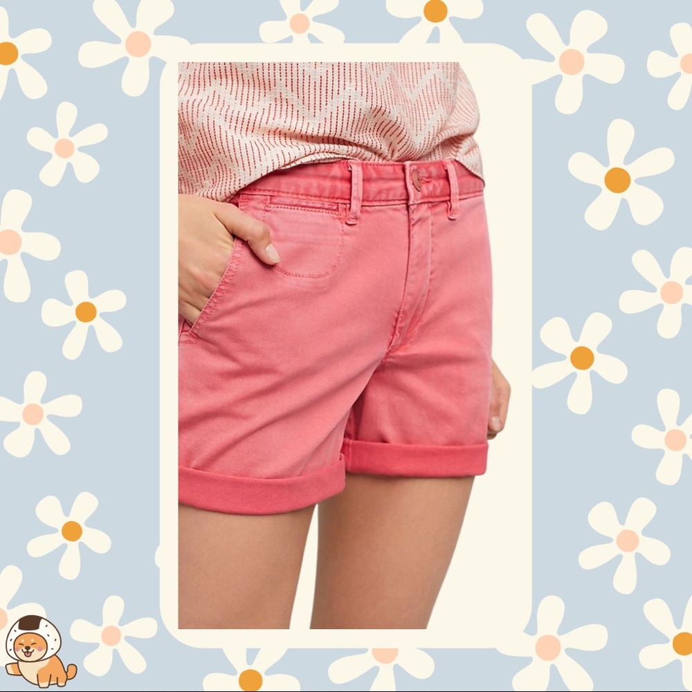 Anthropologie Chino Relaxed Shorts, Coral Pink